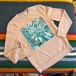 Lightweight Blush Monstera Graphic Crewneck Sweatshirt